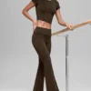 Alo Softsculpt 7/8 Katlamalı Geniş Paça Tayt - Espresso