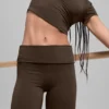 Alo Softsculpt 7/8 Katlamalı Geniş Paça Tayt - Espresso