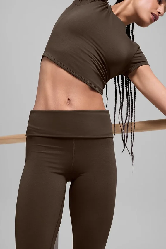 Alo Softsculpt 7/8 Katlamalı Geniş Paça Tayt - Espresso