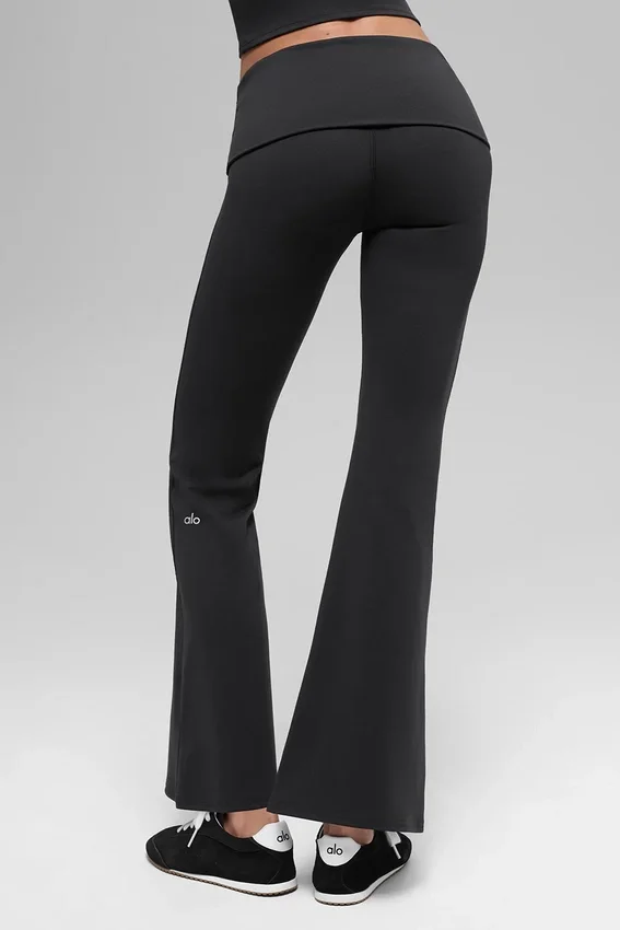 Alo Softsculpt 7/8 Katlamalı Geniş Paça Tayt - Siyah