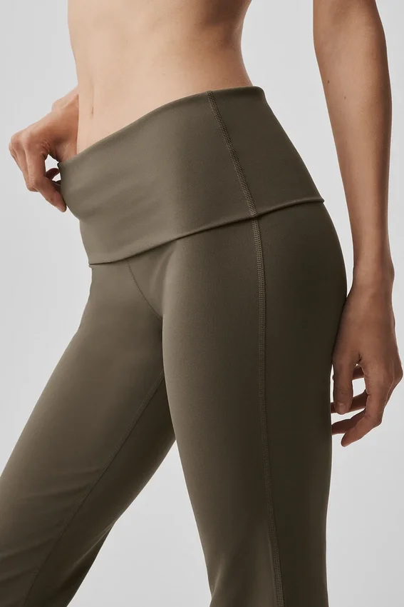 Alo Softsculpt 7/8 Katlamalı Geniş Paça Tayt - Zeytin Ağacı