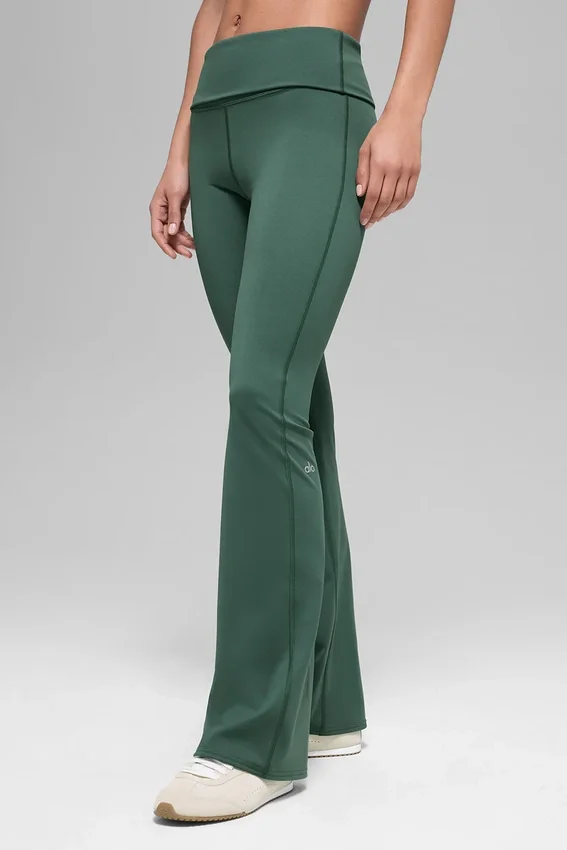 Alo Softsculpt 7/8 Katlanabilir Geniş Paça Tayt - Clover Green