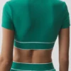 Alo Softsculpt Amp It up Kısa Kollu Sütyen - Emerald Isle