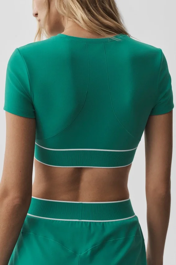 Alo Softsculpt Amp It up Kısa Kollu Sütyen - Emerald Isle