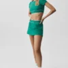 Alo Softsculpt Amp It up Kısa Kollu Sütyen - Emerald Isle