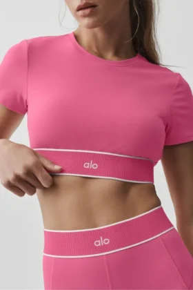 Alo Softsculpt Amp It up Kısa Kollu Sütyen – Paradise Pink