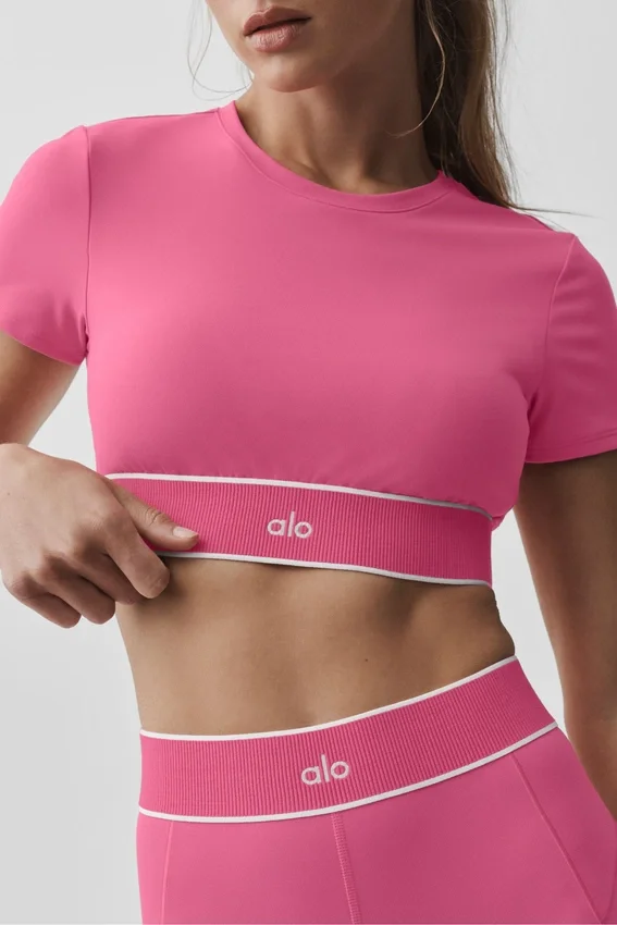 Alo Softsculpt Amp It up Kısa Kollu Sütyen - Paradise Pink