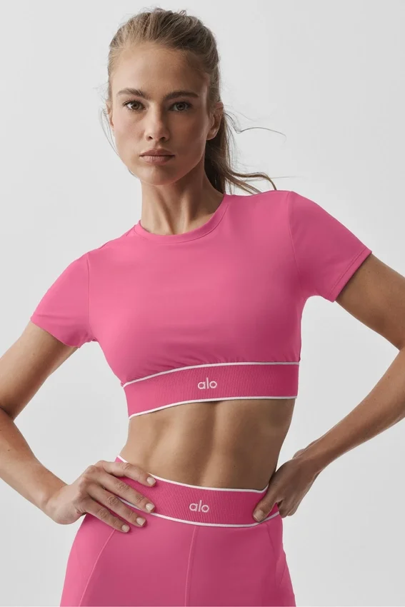Alo Softsculpt Amp It up Kısa Kollu Sütyen - Paradise Pink