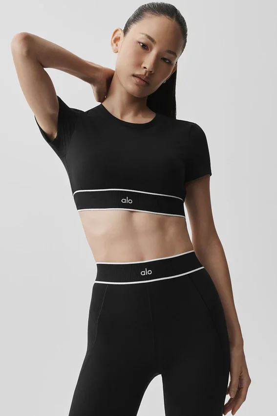 Alo Softsculpt Amp It Up Kısa Kollu Sütyen - Siyah