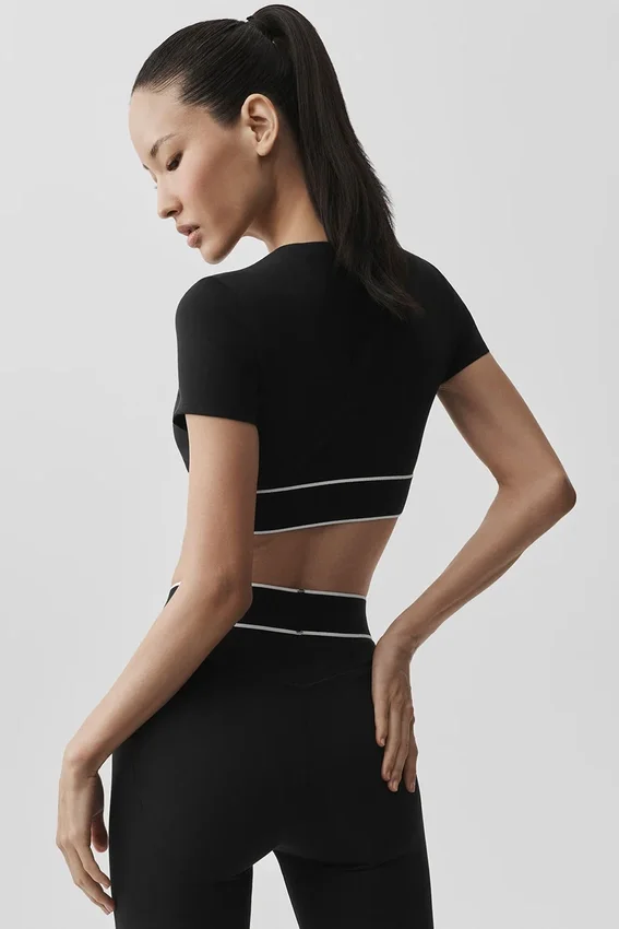 Alo Softsculpt Amp It Up Kısa Kollu Sütyen - Siyah