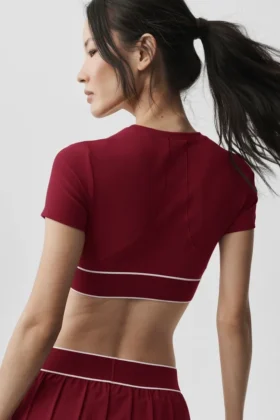 Alo Softsculpt Amp It up Kısa Kollu Sütyen – Summer Romance Red