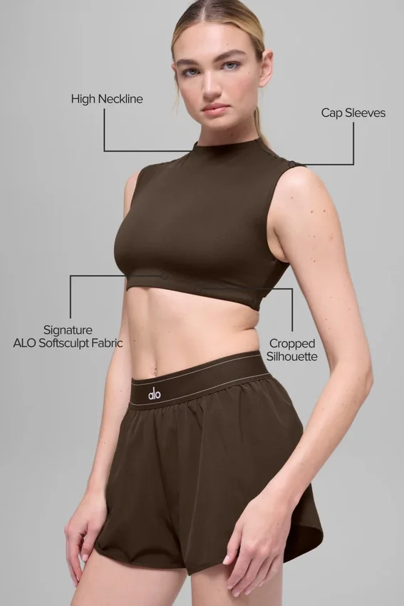 Alo Softsculpt Capped Out Kısa Kollu - Espresso