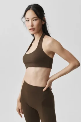 Alo Softsculpt Feel the Heat Halter Sütyen - Espresso