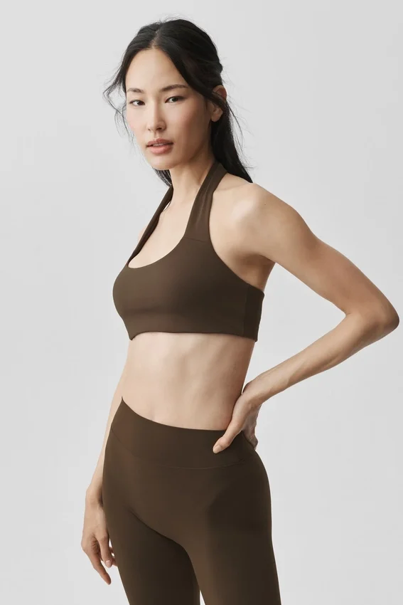 Alo Softsculpt Feel the Heat Halter Sütyen - Espresso