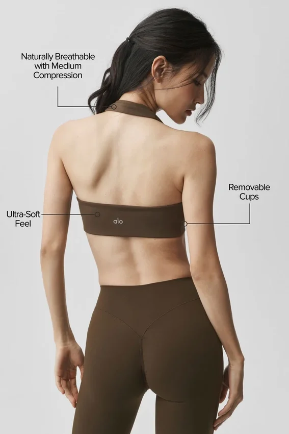 Alo Softsculpt Feel the Heat Halter Sütyen - Espresso