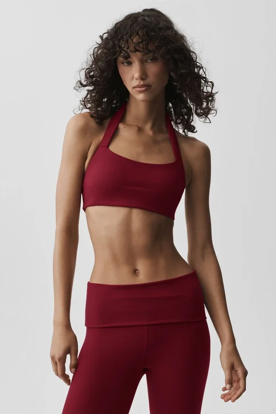 Alo Softsculpt Feel the Heat Halter Sütyen - Summer Romance Red