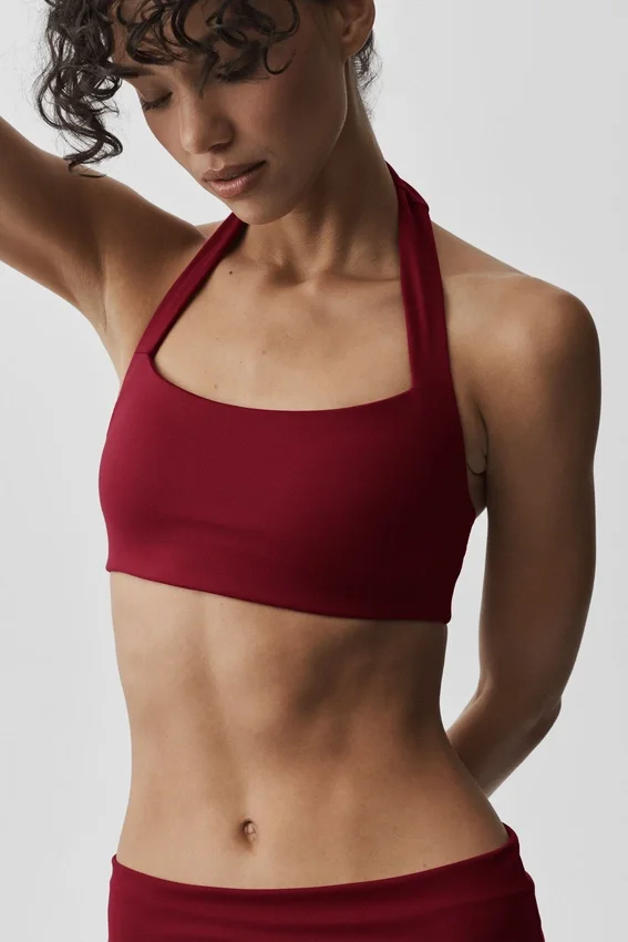 Alo Softsculpt Feel the Heat Halter Sütyen - Summer Romance Red