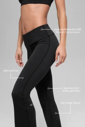 Alo Softsculpt Katlamalı Geniş Paça Tayt – Siyah