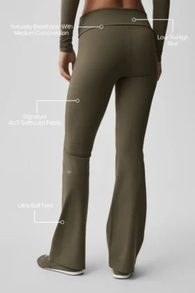 Alo Softsculpt Katlamalı Geniş Paça Tayt – Zeytin Ağacı