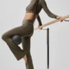 Alo Softsculpt Katlamalı Geniş Paça Tayt - Zeytin Ağacı