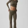 Alo Softsculpt Katlamalı Geniş Paça Tayt - Zeytin Ağacı