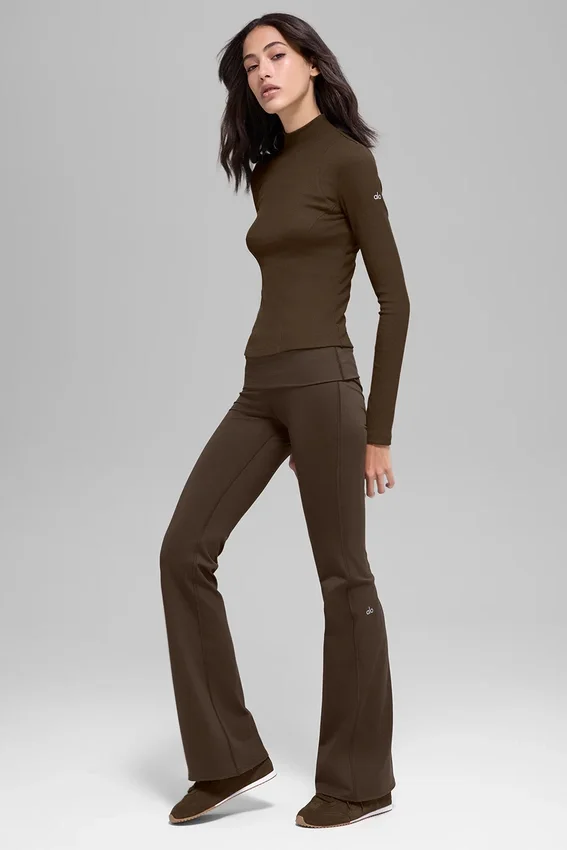 Alo Softsculpt Katlanabilir Geniş Paça Tayt - Espresso