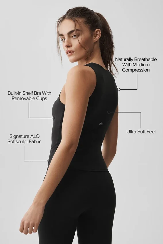 Alo Softsculpt No Nonsense Sütyenli Tank - Siyah