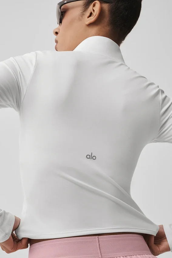 Alo Softsculpt Precision 1/4 Fermuarlı Uzun Kollu - Beyaz