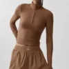 Alo Softsculpt Precision 1/4 Fermuarlı Uzun Kollu - Güneşten Öpülmüş Kahverengi