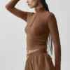 Alo Softsculpt Precision 1/4 Fermuarlı Uzun Kollu - Güneşten Öpülmüş Kahverengi