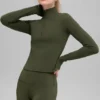 Alo Softsculpt Precision 1/4 Fermuarlı Uzun Kollu - Zeytin Yeşili