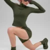 Alo Softsculpt Precision 1/4 Fermuarlı Uzun Kollu - Zeytin Yeşili