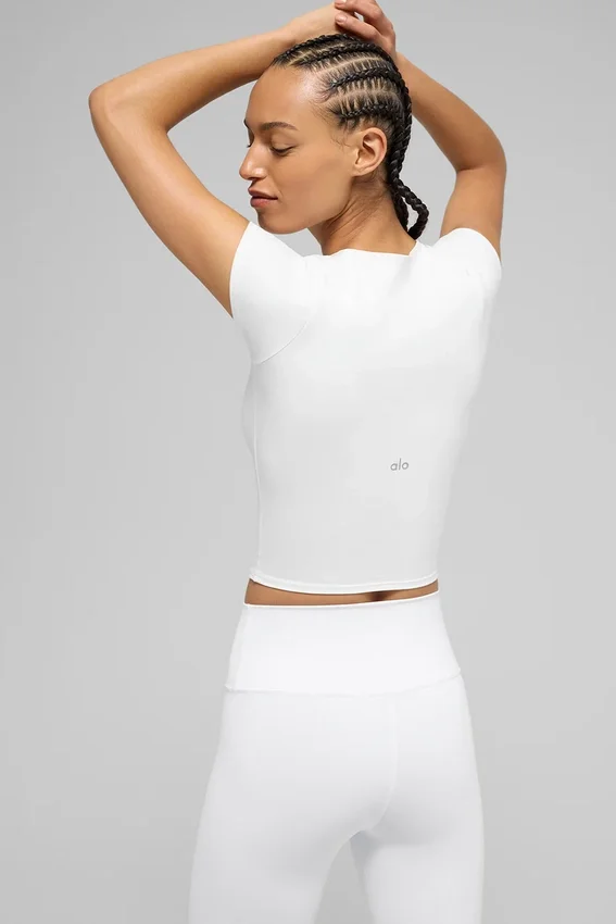 Alo Softsculpt Precision Kısa Kollu Üst - Beyaz