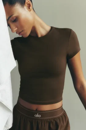 Alo Softsculpt Precision Kısa Kollu Üst - Espresso