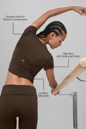 Alo Softsculpt Precision Kısa Kollu Üst – Espresso