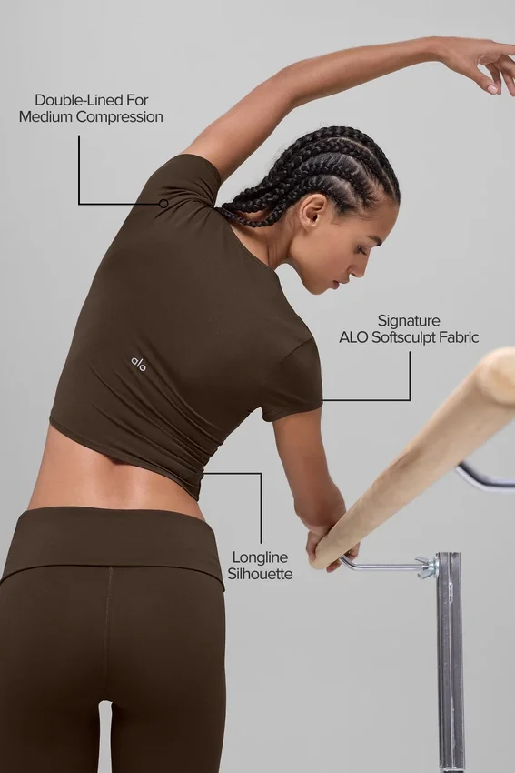 Alo Softsculpt Precision Kısa Kollu Üst - Espresso