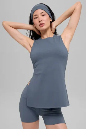 Alo Softsculpt Precision Tam Boy Sütyenli Tank - Bluestone