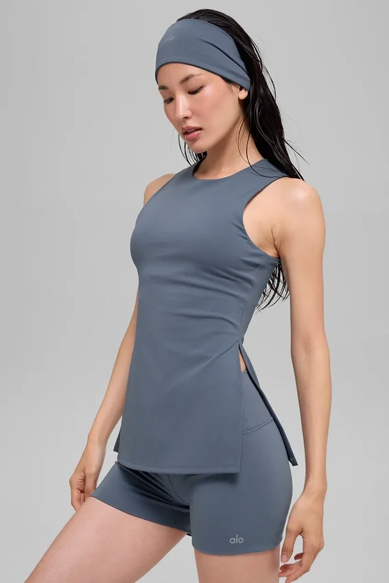 Alo Softsculpt Precision Tam Boy Sütyenli Tank - Bluestone