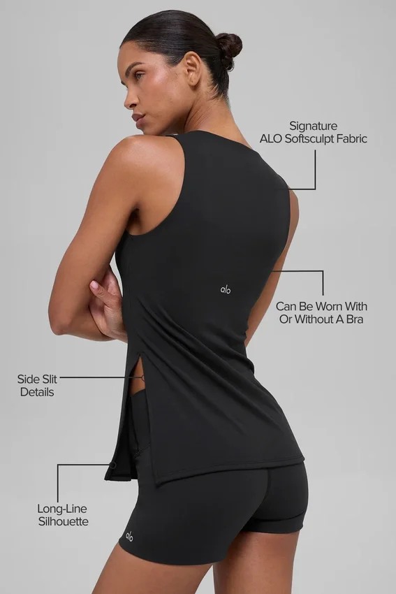 Alo Softsculpt Precision Tam Boy Sütyenli Tank - Siyah