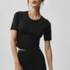 Alo Softsculpt Precision Yarım Kollu Tişört - Siyah