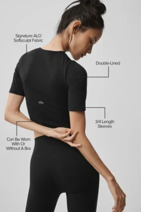 Alo Softsculpt Precision Yarım Kollu Tişört – Siyah