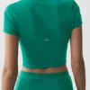 Alo Softsculpt Tam Fermuarlı Kısa Kollu Şort - Emerald Isle