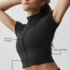 Alo Softsculpt Tam Fermuarlı Kısa Kollu Şort - Siyah