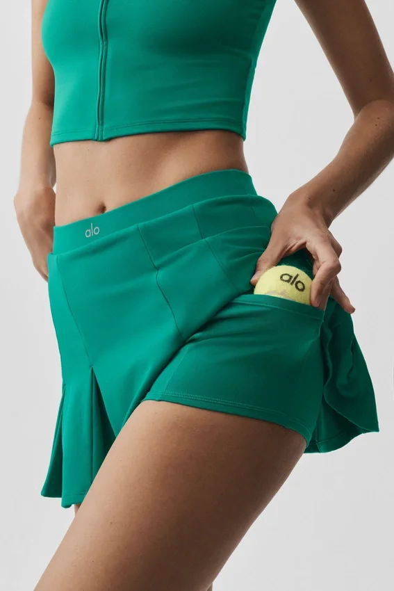 Alo Softsculpt Topspin Tenis Eteği - Emerald Isle