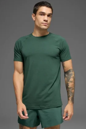 Alo Vapor Bisiklet Yaka Kısa Kollu Şort - Clover Green
