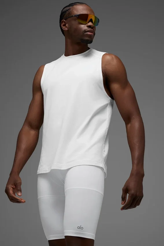 Alo Vapor Kaslı Tank Top - Beyaz