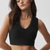Alosoft Affection V Yaka Sütyenli Tank Top - Siyah