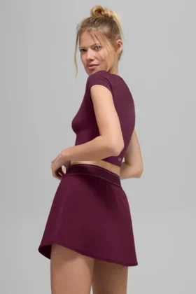 Alosoft Crop Finesse Kısa Kollu – Bordo