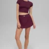 Alosoft Crop Finesse Kısa Kollu - Bordo