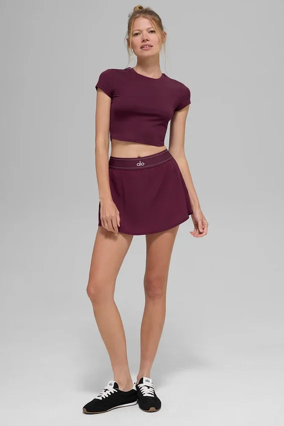 Alosoft Crop Finesse Kısa Kollu - Bordo